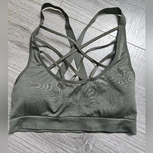 Victorias Secret Sport Khaki Green Criss Cross Padded Sports Bra Medium